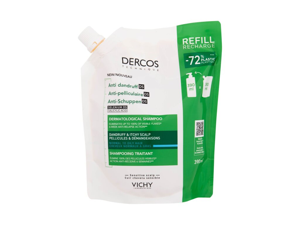 Vichy Dercos Anti-Dandruff Dermatological Shampoo Normal to Oily Hair (U) 390 ml, Šampón Náplň