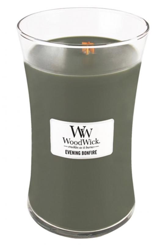 Woodwick oválna váza Evening Bonfire 609,5g, Vonná sviečka