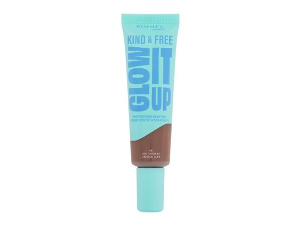 Rimmel London Kind & Free Glow It Up Moisturising Skin Tint 601 Soft Chocolate (W) 30ml, Make-up