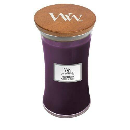Woodwick oválna váza Velvet Tabacco 609.5g, Vonná sviečka