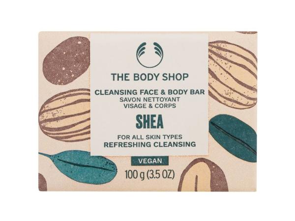 The Body Shop Shea Cleansing Face & Body Bar (W) 100g, Tuhé mydlo