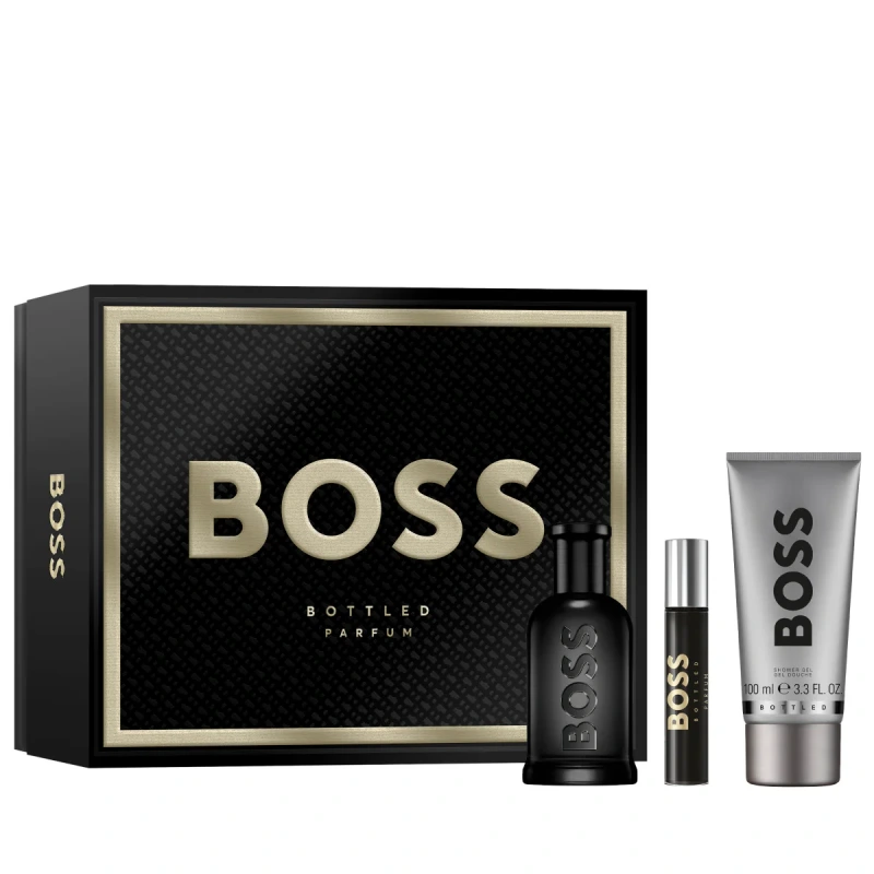 HUGO BOSS Boss Bottled Parfum 100 ml + Sprchovací gel 100 ml + Parfum 10 ml,Darčeková sada