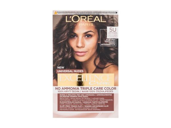 L'Oréal Paris Excellence Creme Triple Protection 5U Light Brown (W) 48ml, Farba na vlasy