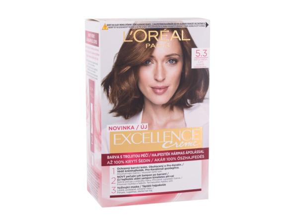 L'Oréal Paris Excellence Creme Triple Protection 5,3 Natural Light Golden Brown (W) 48ml, Farba na vlasy