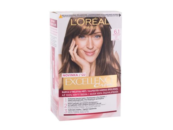 L'Oréal Paris Excellence Creme Triple Protection 6,1 Natural Dark Ash Blonde (W) 48ml, Farba na vlasy