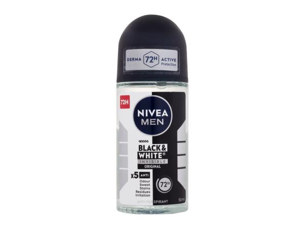 Nivea Men Invisible For Black & White Original (M) 50ml, Antiperspirant Deo Roll-On 72H