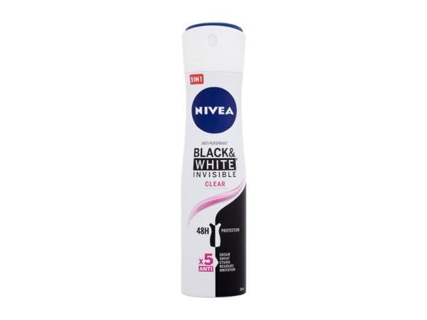 Nivea Black & White Invisible Clear (W) 150ml, Antiperspirant 48h