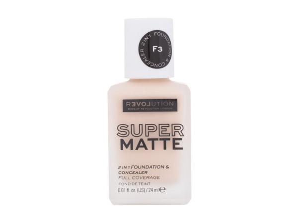 Revolution Relove Super Matte 2 in 1 Foundation & Concealer F3 (W) 24ml, Make-up