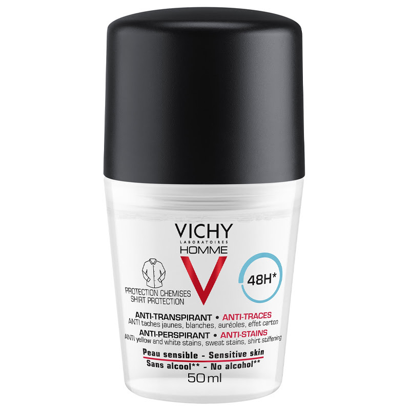 Vichy Homme Anti-Stains (M) 50ml, Antiperspirant 48H