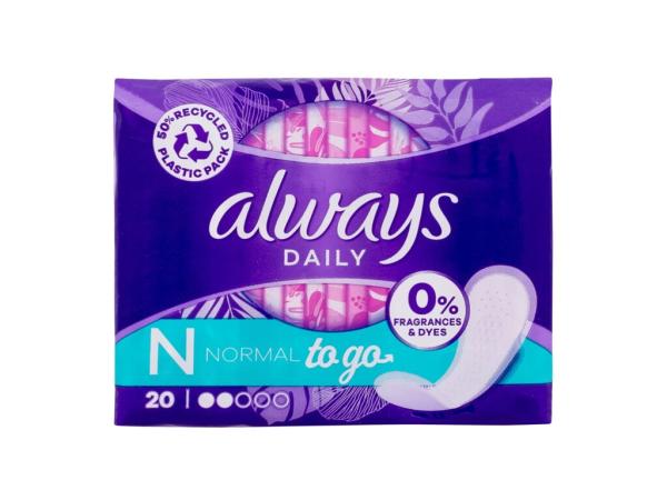 Always Daily Normal (W) 20ks, Slipová vložka To Go