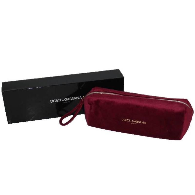 Dolce & Gabbana Burgundy Velvet Make Up Cosmetics Bag, Kozmetická taška