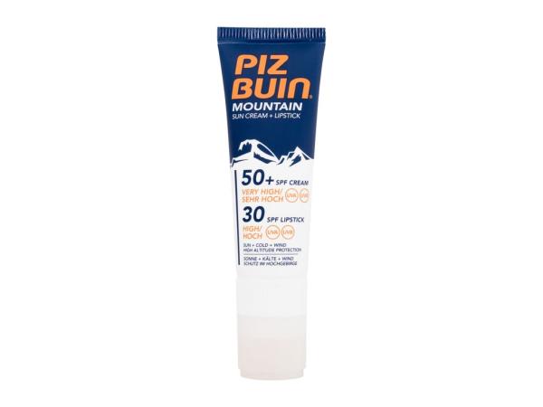 PIZ BUIN Mountain Sun Cream + Lipstick (U) 22,3ml, Opaľovací prípravok na tvár SPF50+