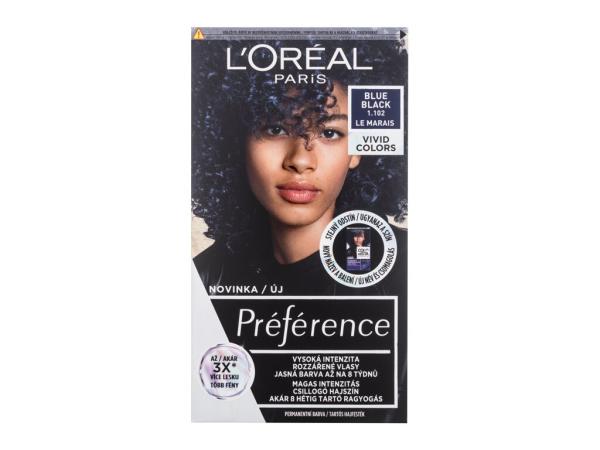 L'Oréal Paris Préférence Vivid Colors 1,102 Blue Black (W) 60ml, Farba na vlasy