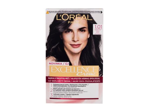 L'Oréal Paris Excellence Creme Triple Protection 1,01 Dark Deep Black (W) 48ml, Farba na vlasy