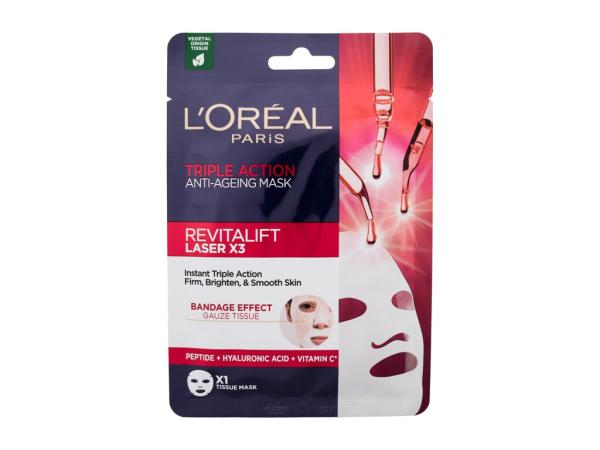 L'Oréal Paris X3 Triple Action Tissue Mask Revitalift Laser (W)  28g, Pleťová maska