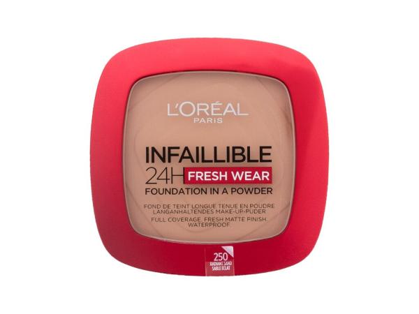 L'Oréal Paris Infaillible 24H Fresh Wear Foundation In A Powder 250 Radiant Sand (W) 9g, Make-up