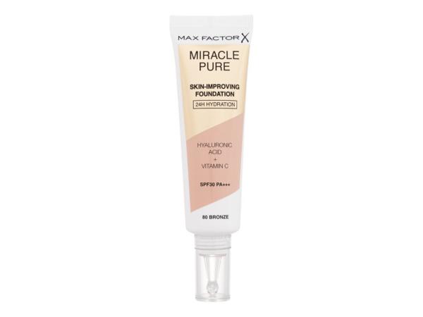Max Factor Miracle Pure Skin-Improving Foundation 80 Bronze (W) 30ml, Make-up SPF30