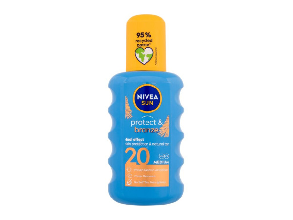 Nivea Sun Protect & Bronze Sun Spray (U) 200ml, Opaľovací prípravok na telo SPF20