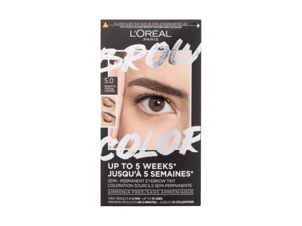 L'Oréal Paris Brow Color Semi-Permanent Eyebrow Tint 5.0 Brunette (W) 1ks, Farba na obočie