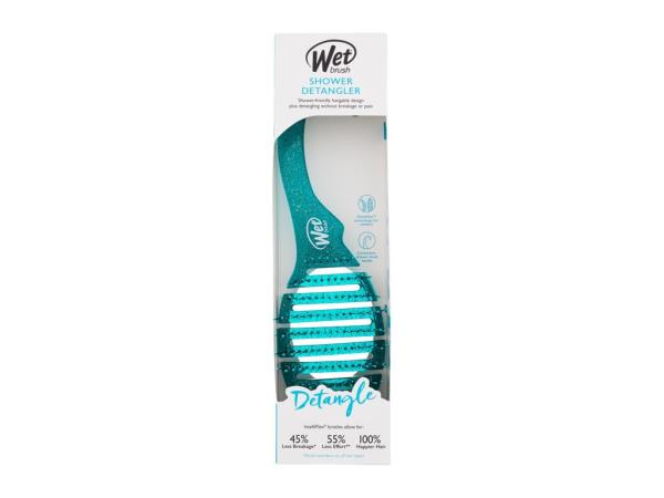 Wet Brush Shower Detangler Teal Glitter (W) 1ks, Kefa na vlasy