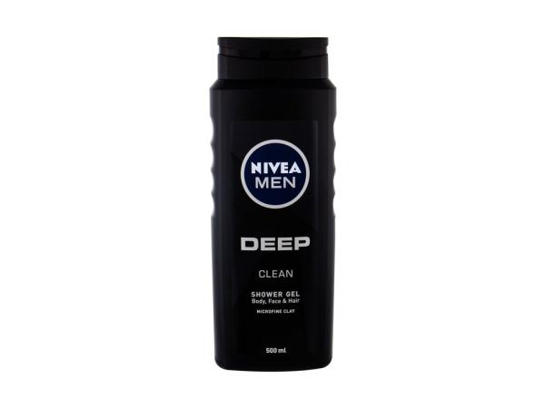 Nivea Men Deep Clean (M) 500ml, Sprchovací gél Body, Face & Hair