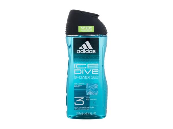 Adidas Ice Dive Shower Gel 3-In-1 (M) 250ml, Sprchovací gél New Cleaner Formula
