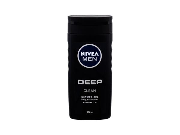 Nivea Men Deep Clean (M) 250ml, Sprchovací gél Body, Face & Hair