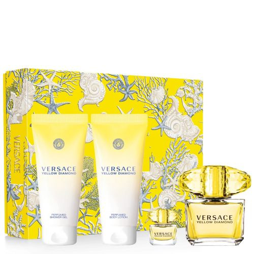 Versace Yellow Diamond EdT 90ml + EdT 5ml + Telové mlieko 100ml + Sprchovací gel 100ml