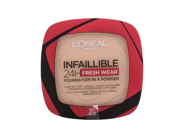 L'Oréal Paris Infaillible 24H Fresh Wear Foundation In A Powder 180 Rose Sand (W) 9g, Make-up