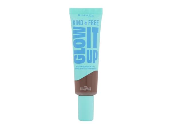 Rimmel London Kind & Free Glow It Up Moisturising Skin Tint 605 Deep Chocolate (W) 30ml, Make-up