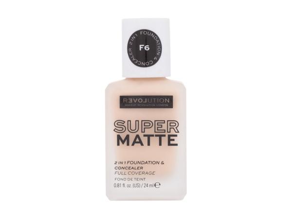 Revolution Relove Super Matte 2 in 1 Foundation & Concealer F6 (W) 24ml, Make-up
