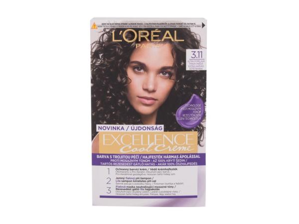 L'Oréal Paris Excellence Cool Creme 3,11 Ultra Ash Dark Brown (W) 48ml, Farba na vlasy