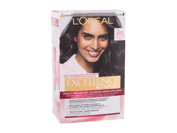 L'Oréal Paris Excellence Creme Triple Protection 200 Black-Brown (W) 48ml, Farba na vlasy