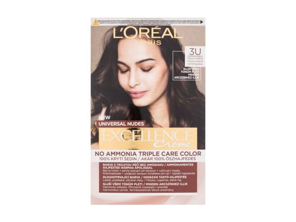 L'Oréal Paris Excellence Creme Triple Protection 3U Dark Brown (W) 48ml, Farba na vlasy