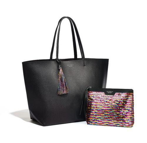 Victoria´s Secret Limited Edition X-Large Black Tote Bag & Sequin Pouch, Taška