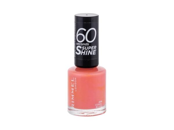 Rimmel London 60 Seconds Super Shine 406 Coral Blush (W) 8ml, Lak na nechty