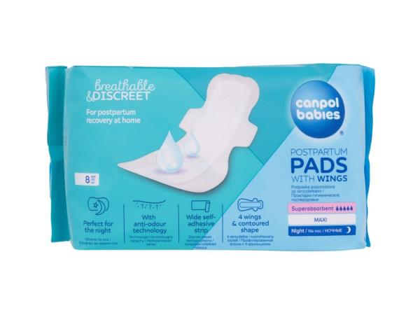 Canpol babies Breathable & Discreet Night Postpartum Pads With Wings (W) 8ks, Pôrodnícke vložky