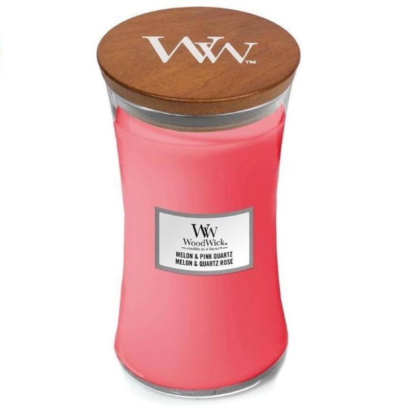 Woodwick oválna váza Melon and Pink Quartz 609,5g, Vonná sviečka