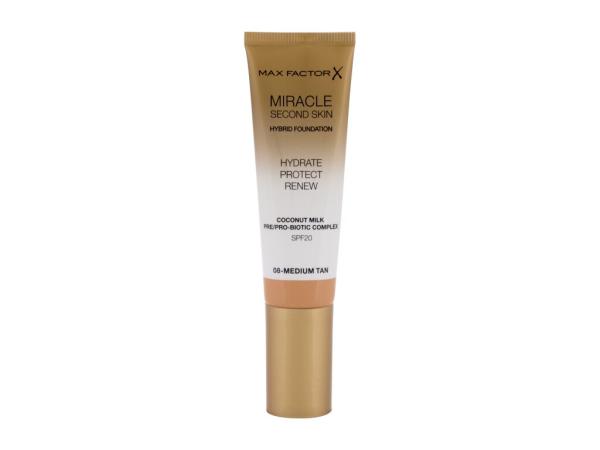 Max Factor Miracle Second Skin 08 Medium Tan (W) 30ml, Make-up SPF20