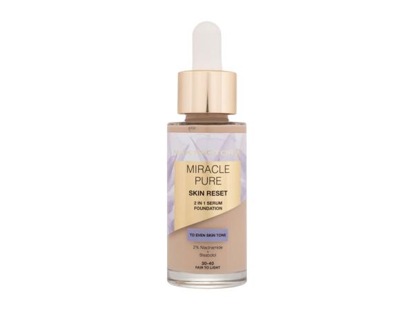 Max Factor Miracle Pure Skin Reset 2in1 Serum Foundation 30-40 Fair To Light (W) 30ml, Make-up