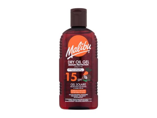 Malibu Dry Oil Gel With Beta Carotene and Coconut Oil (U) 200ml, Opaľovací prípravok na telo SPF15