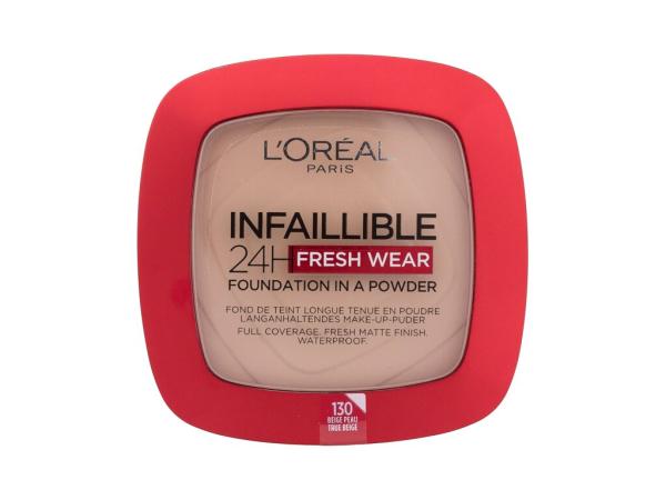L'Oréal Paris Infaillible 24H Fresh Wear Foundation In A Powder 130 True Beige (W) 9g, Make-up