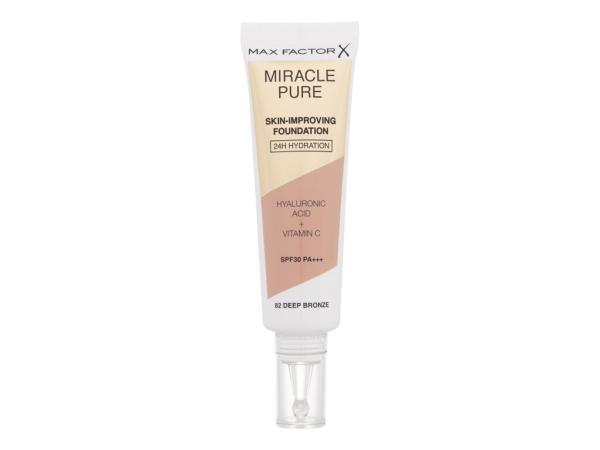 Max Factor Miracle Pure Skin-Improving Foundation 82 Deep Bronze (W) 30ml, Make-up SPF30