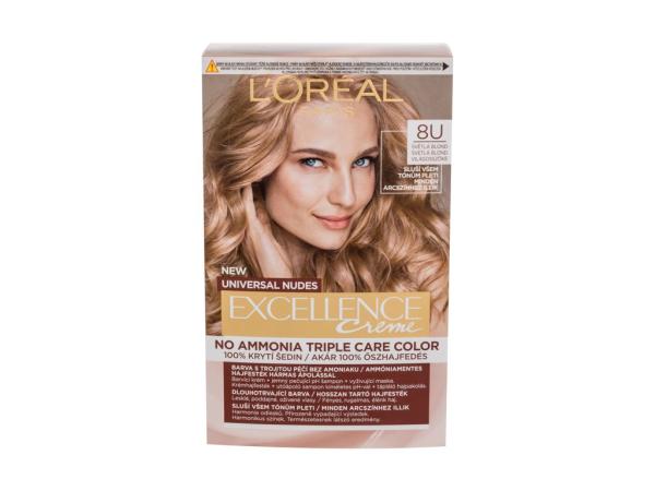 L'Oréal Paris Excellence Creme Triple Protection 8U Light Blonde (W) 48ml, Farba na vlasy