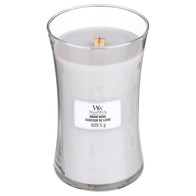 Woodwick oválna váza Warm Wool 609,5g, Vonná sviečka