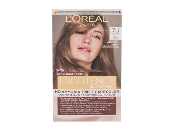 L'Oréal Paris Excellence Creme Triple Protection 7U Blond (W) 48ml, Farba na vlasy No Ammonia