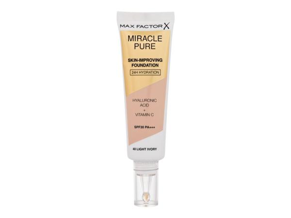 Max Factor Miracle Pure Skin-Improving Foundation 40 Light Ivory (W) 30ml, Make-up SPF30