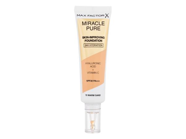 Max Factor Miracle Pure Skin-Improving Foundation 70 Warm Sand (W) 30ml, Make-up SPF30