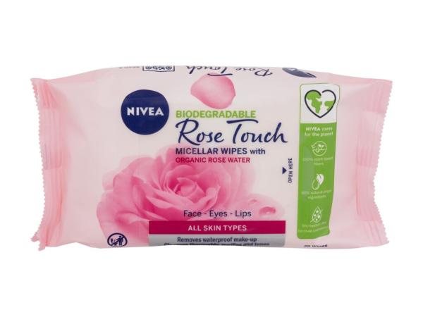Nivea Rose Touch Micellar Wipes With Organic Rose Water (W) 25ks, Čistiace obrúsky