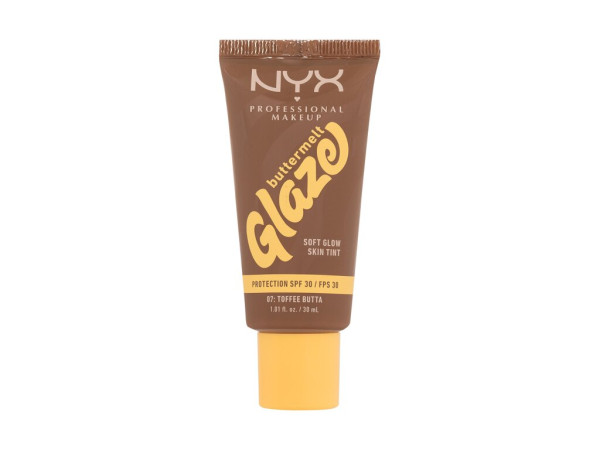NYX Professional Makeup Buttermelt Glaze Soft Glow Skin Tint 07 Toffee Butta (W) 30ml, Make-up SPF30